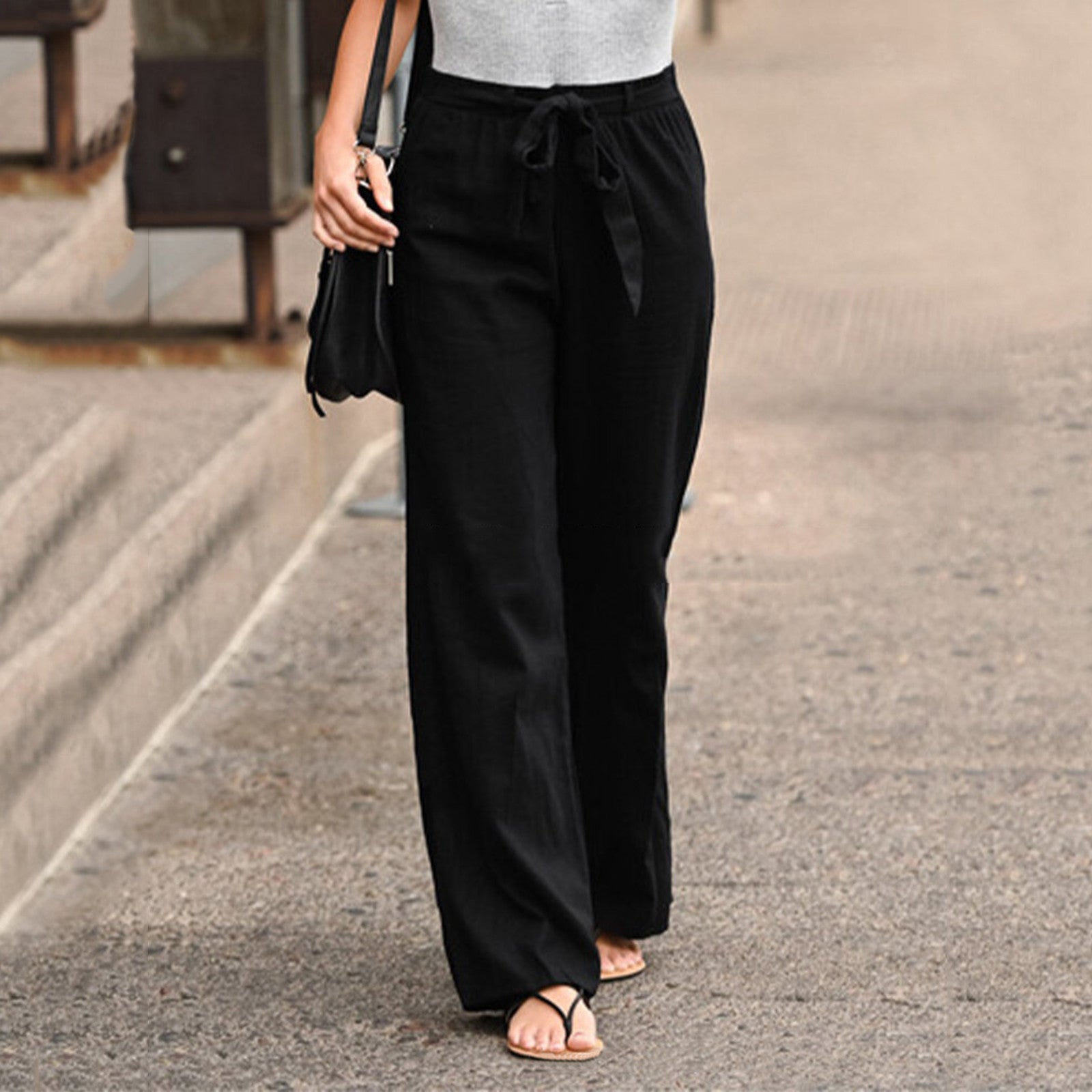 Jane | Women's Wide Leg Pants Drawstring High Waist Casual