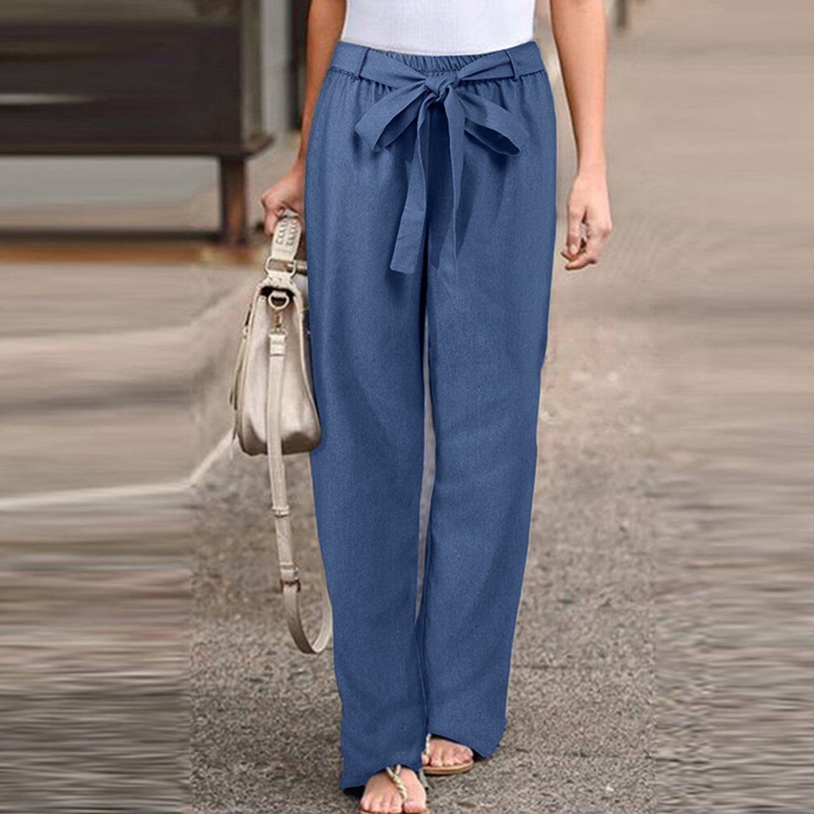Jane | Women's Wide Leg Pants Drawstring High Waist Casual