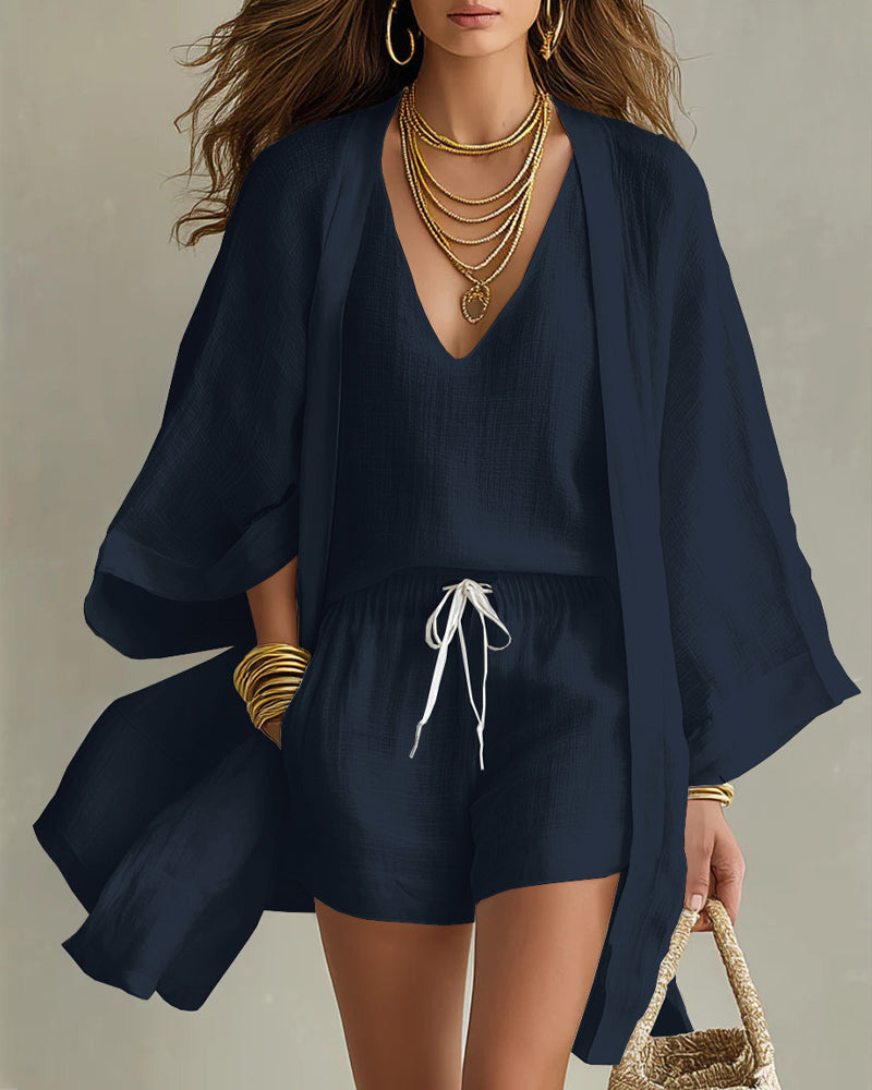 Soft Loose Fit Linen Vest Pants Set