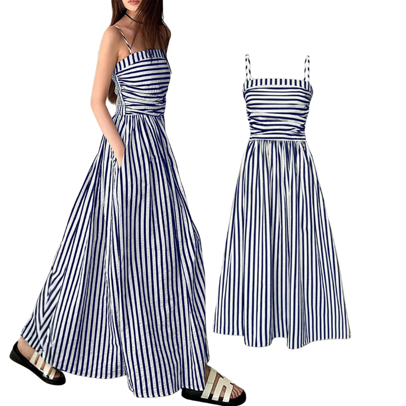 EVE™ – Striped Print Spaghetti Strap Cami Dress