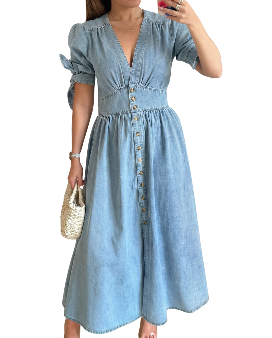 ARMI™ – Casual Short Sleeve V Neck Dress