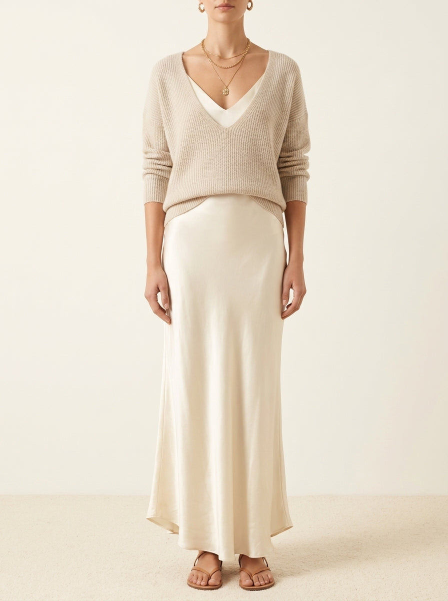 Beatrice | Satin Layered Dress & Cardigan Set