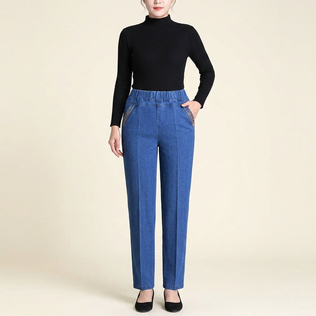 Marian | Women's Stretch Jeans with Side Pockets and Elastic Waist