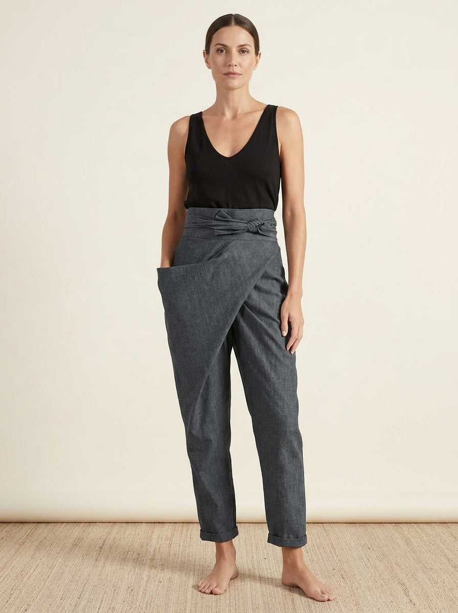 Atlas | Women's High Waist Wrap Front Cropped Tapered Pants