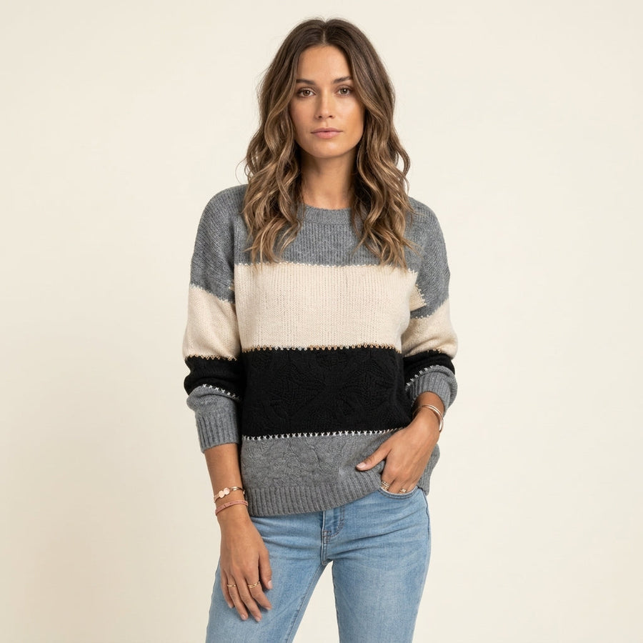 Elise Moretti | Colour Block Knit Sweater For Women
