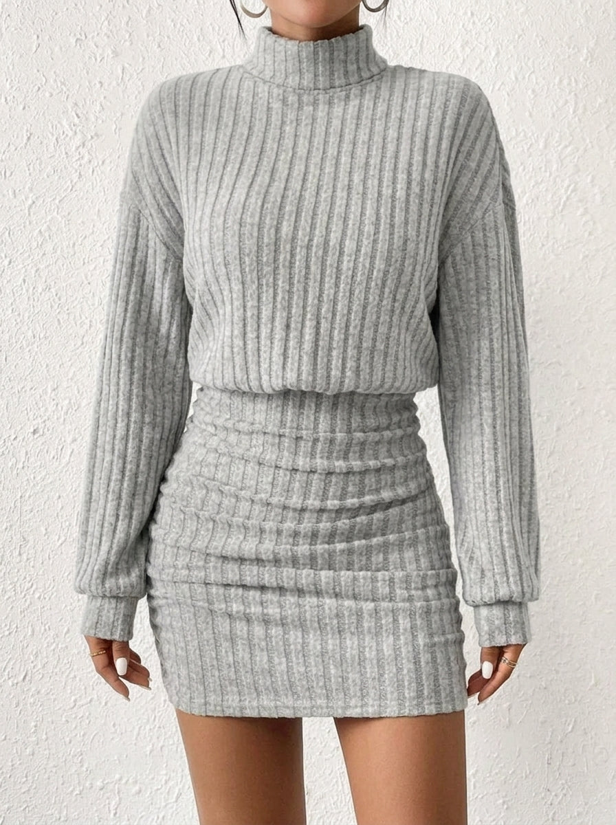 POPPY™ - Minimalist Ribbed Turtleneck Dress