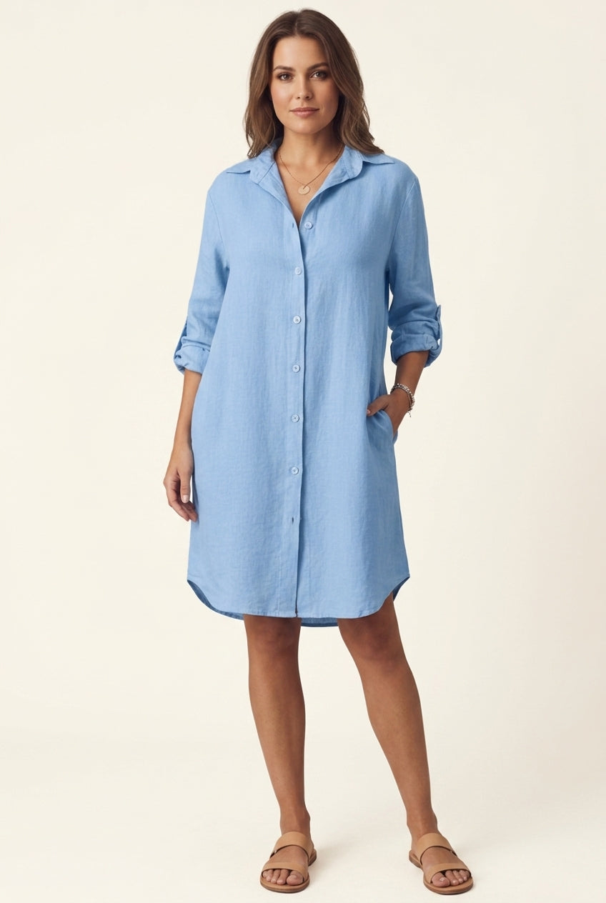 Josephine | Turned Collar Button-Front Midi Dress