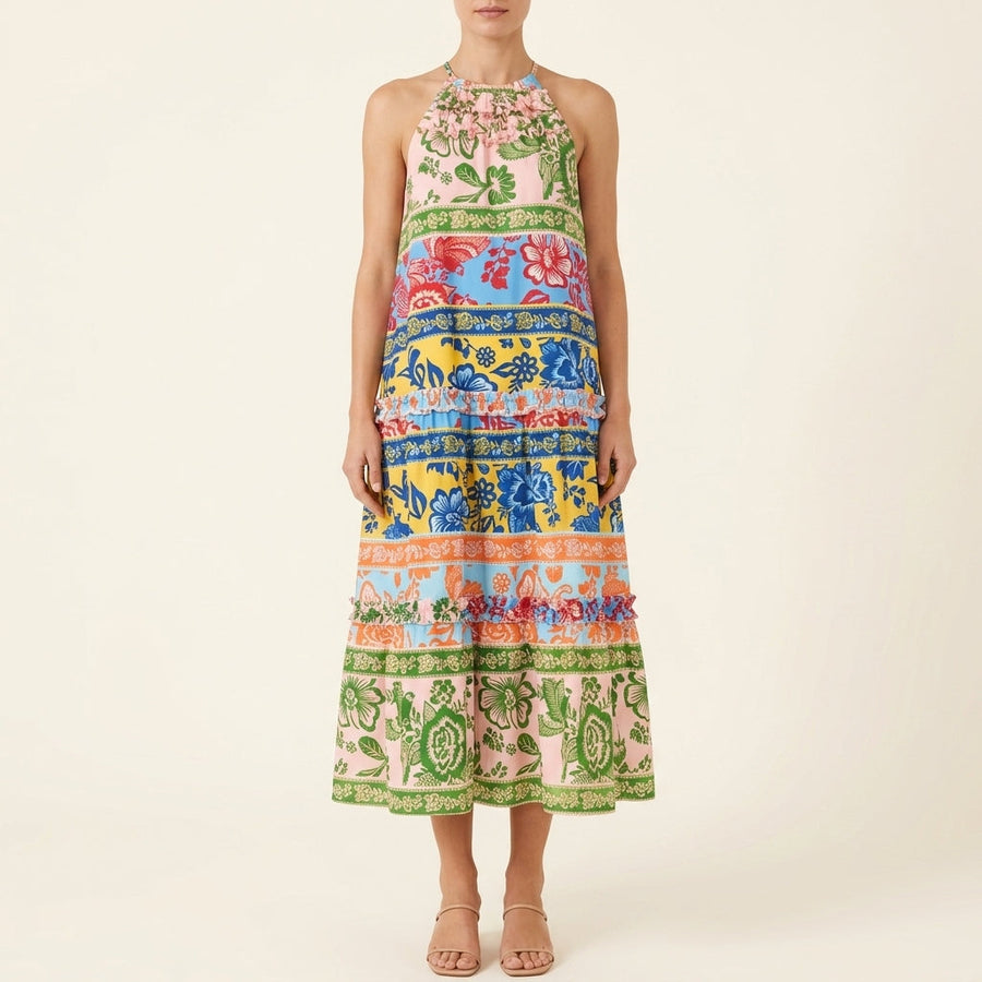 FELICITY™ – Chic Boho Halter Tiered Maxi Dress