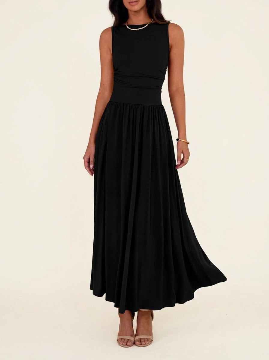 EMMIE™- Chic Sleeveless Ruched High-Waisted Maxi Dress