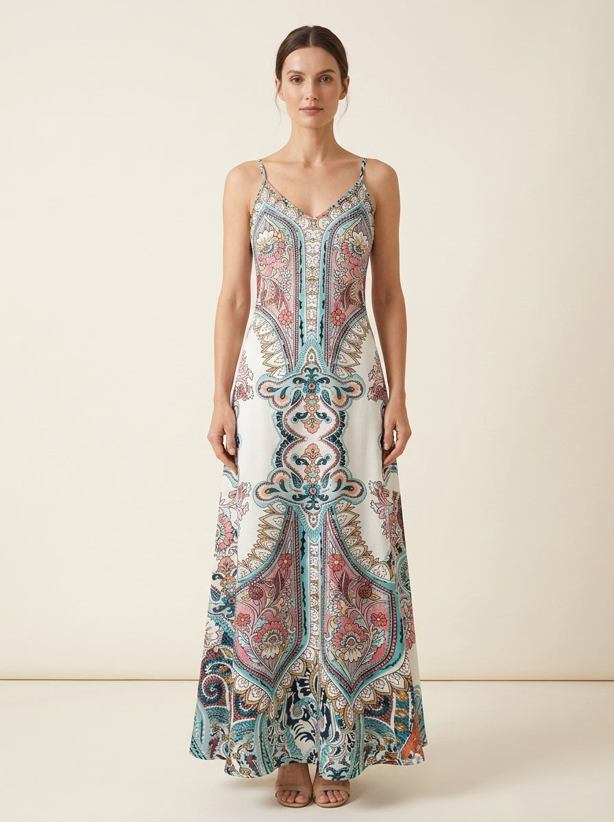OTTILIE™ – Boho Floral Print Sleeveless Dress
