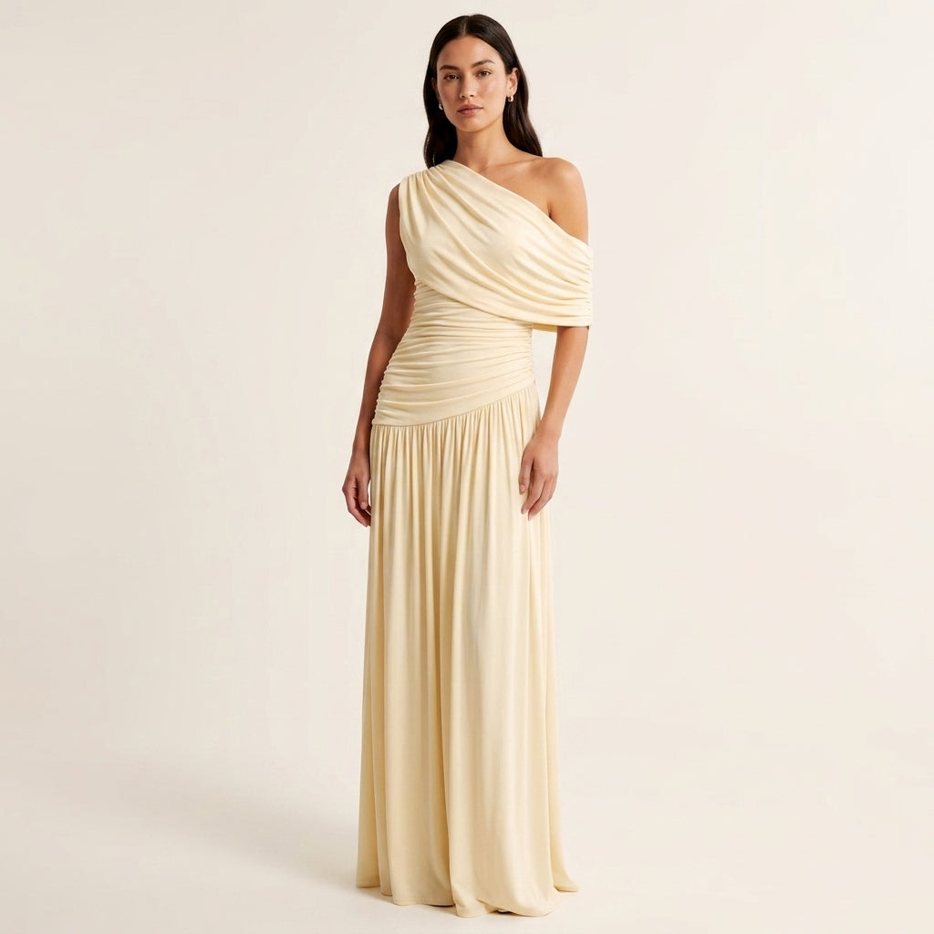 ROSETTA™ - Elegant One Shoulder Evening Maxi Dress