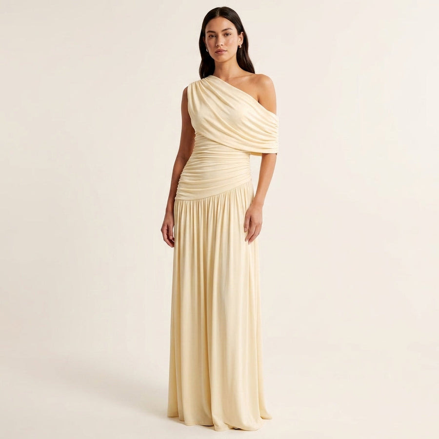 ROSETTA™ - Elegant One Shoulder Evening Maxi Dress
