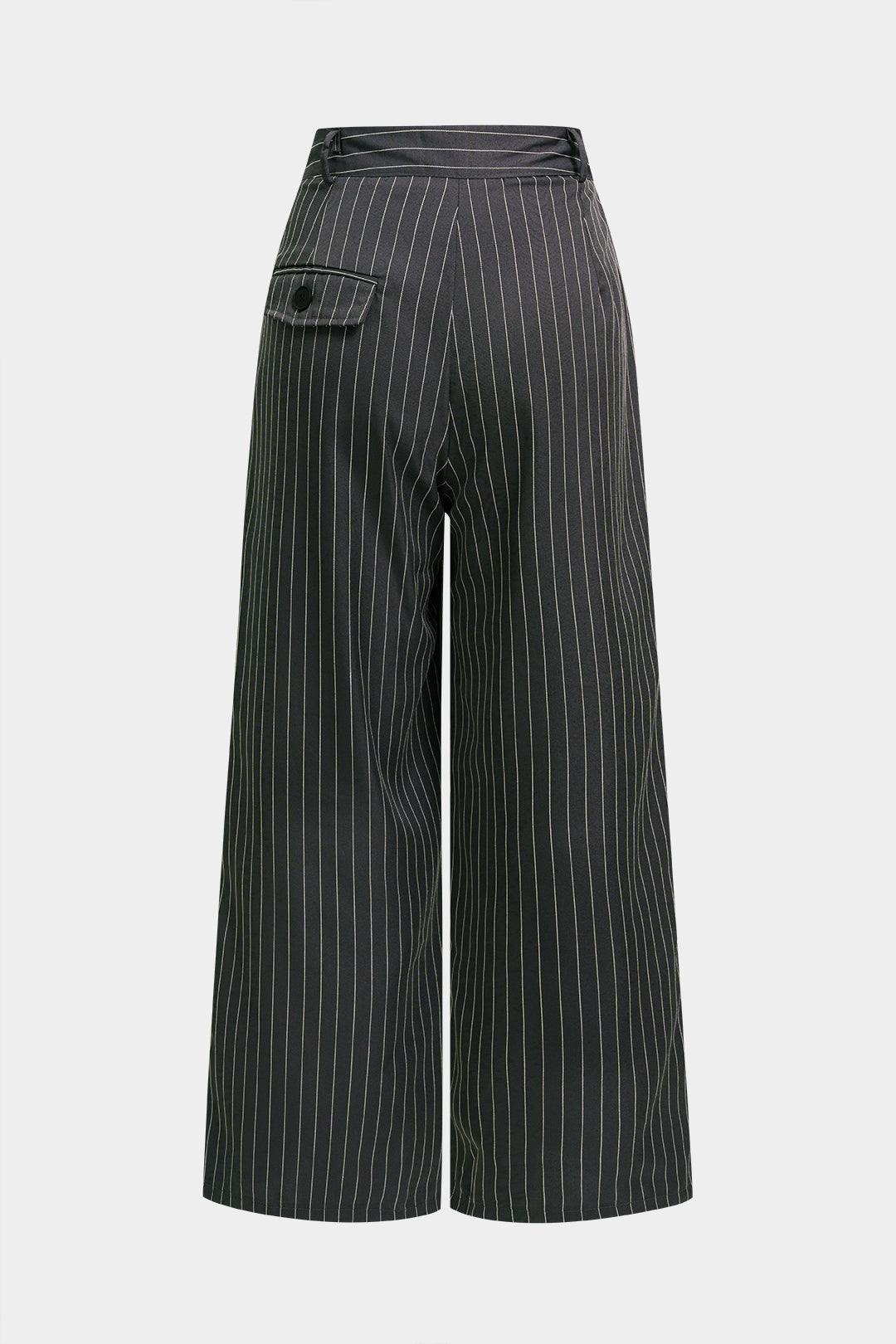 Striped Double Waistband Wide Leg Pants