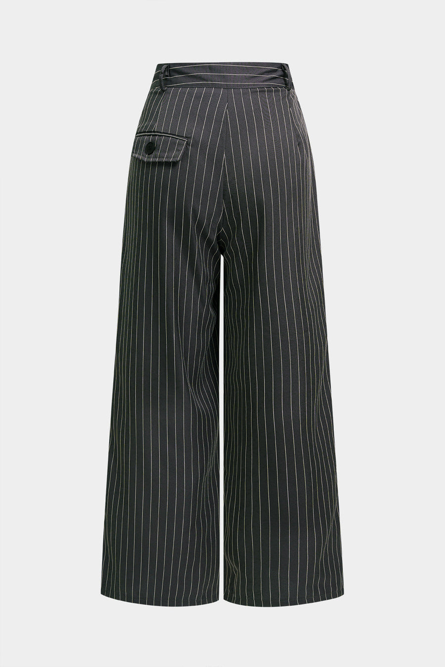 Striped Double Waistband Wide Leg Pants