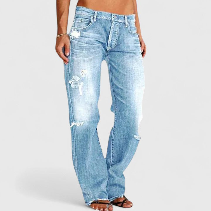 Sadie | Women's Low Rise Distressed Straight Leg Jeans