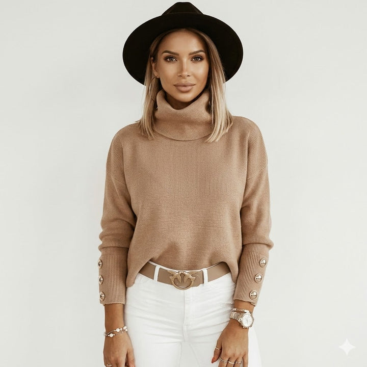 Genevieve Laurent | Elegant Turtleneck Knit Sweater For Women