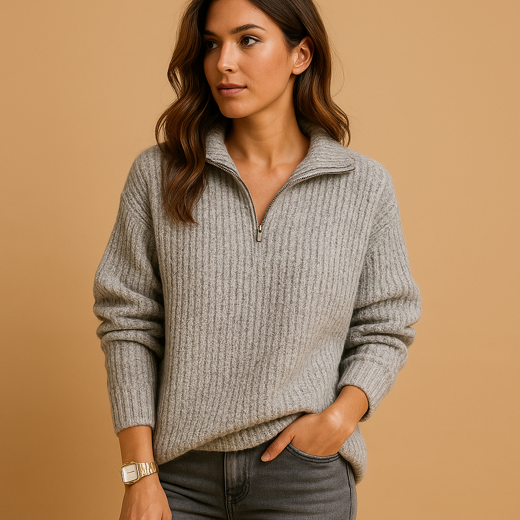 Chic Half-Zip Pullover Sweater | Women's Fashion Sweater