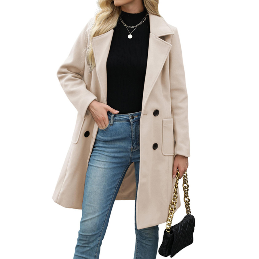 CORDETTE™ – Double-Breasted Wool Blend Mid-Long Coat