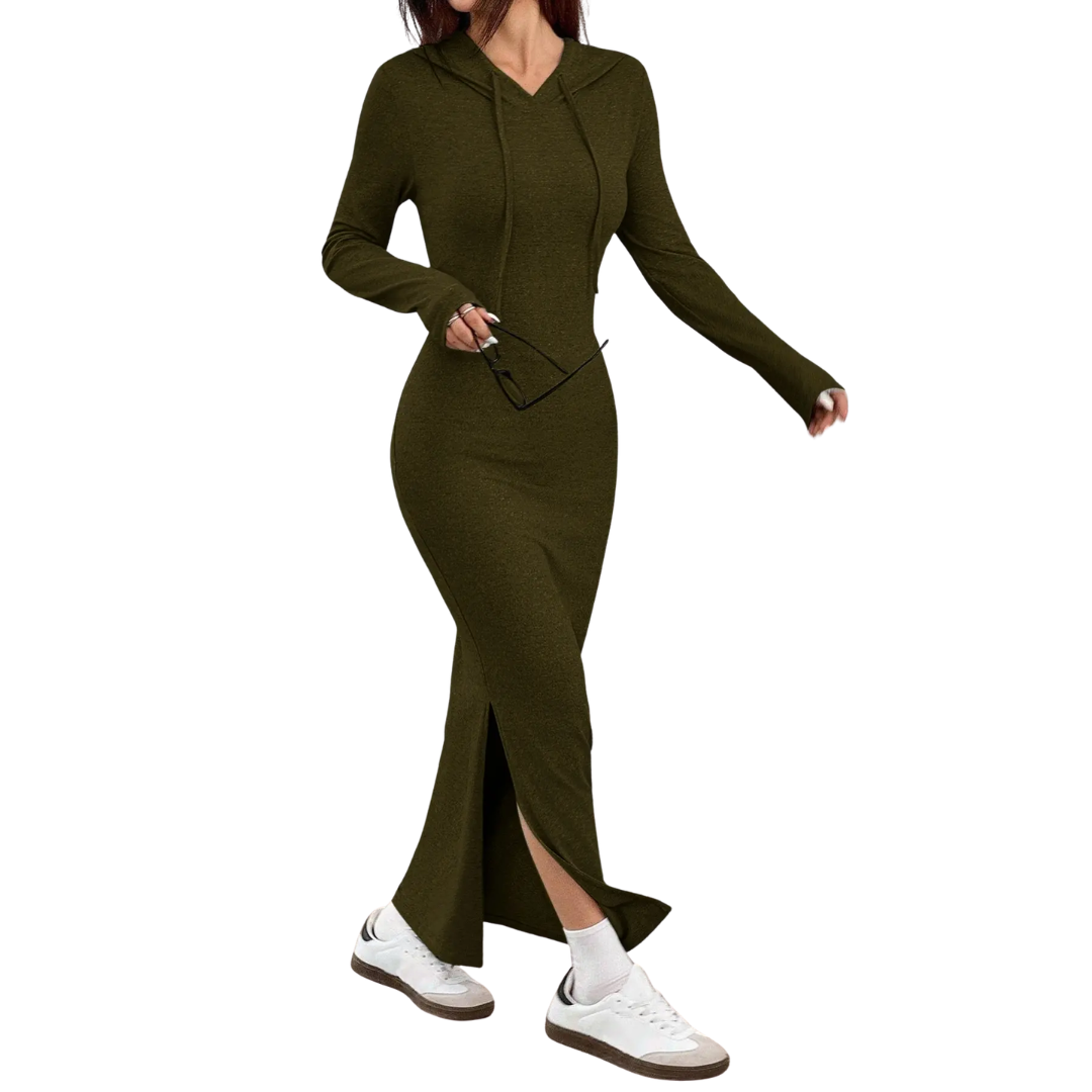 NICOLETTE™ – Cozy Hooded Bodycon Sweater Dress