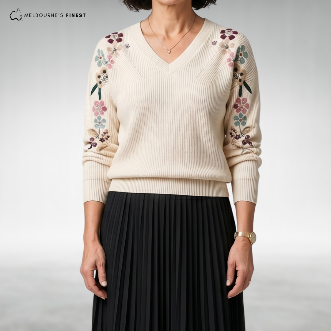 Yara™ Elegant Floral Knit Jumper