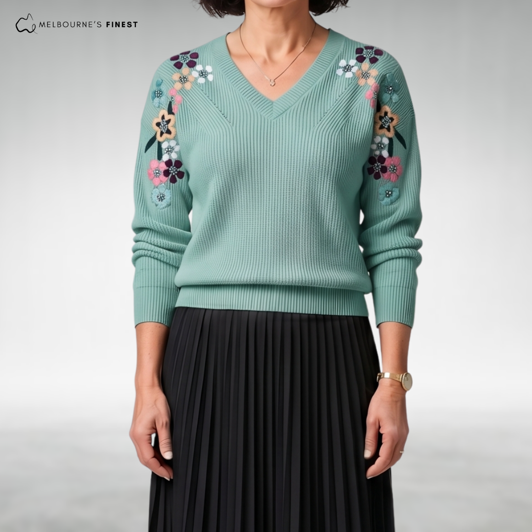 Yara™ Elegant Floral Knit Jumper