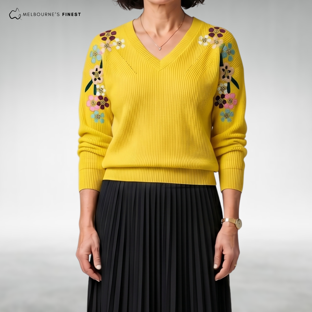 Yara™ Elegant Floral Knit Jumper
