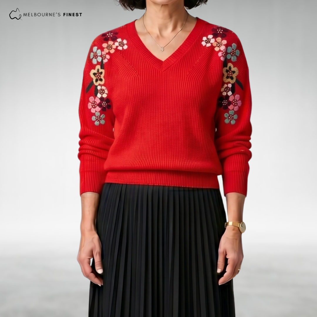 Yara™ Elegant Floral Knit Jumper