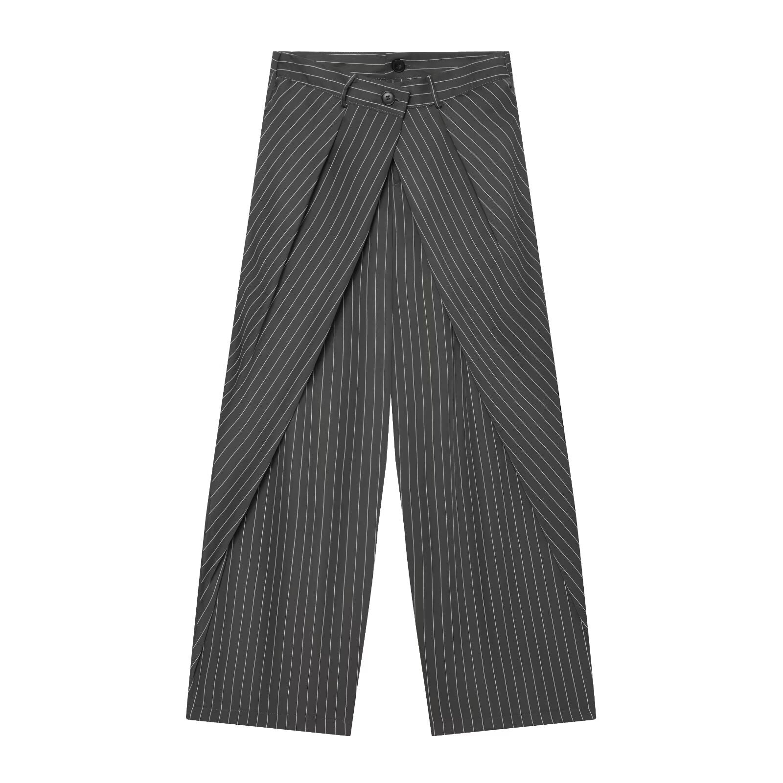 Striped Double Waistband Wide Leg Pants