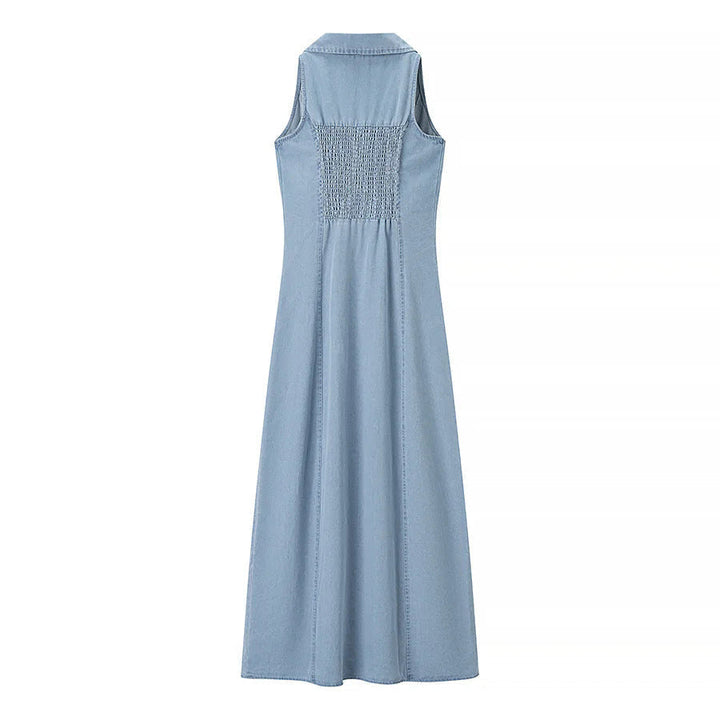 INOCENCIA™ – Classic Buttoned Down Deep V-Neck Maxi Dress