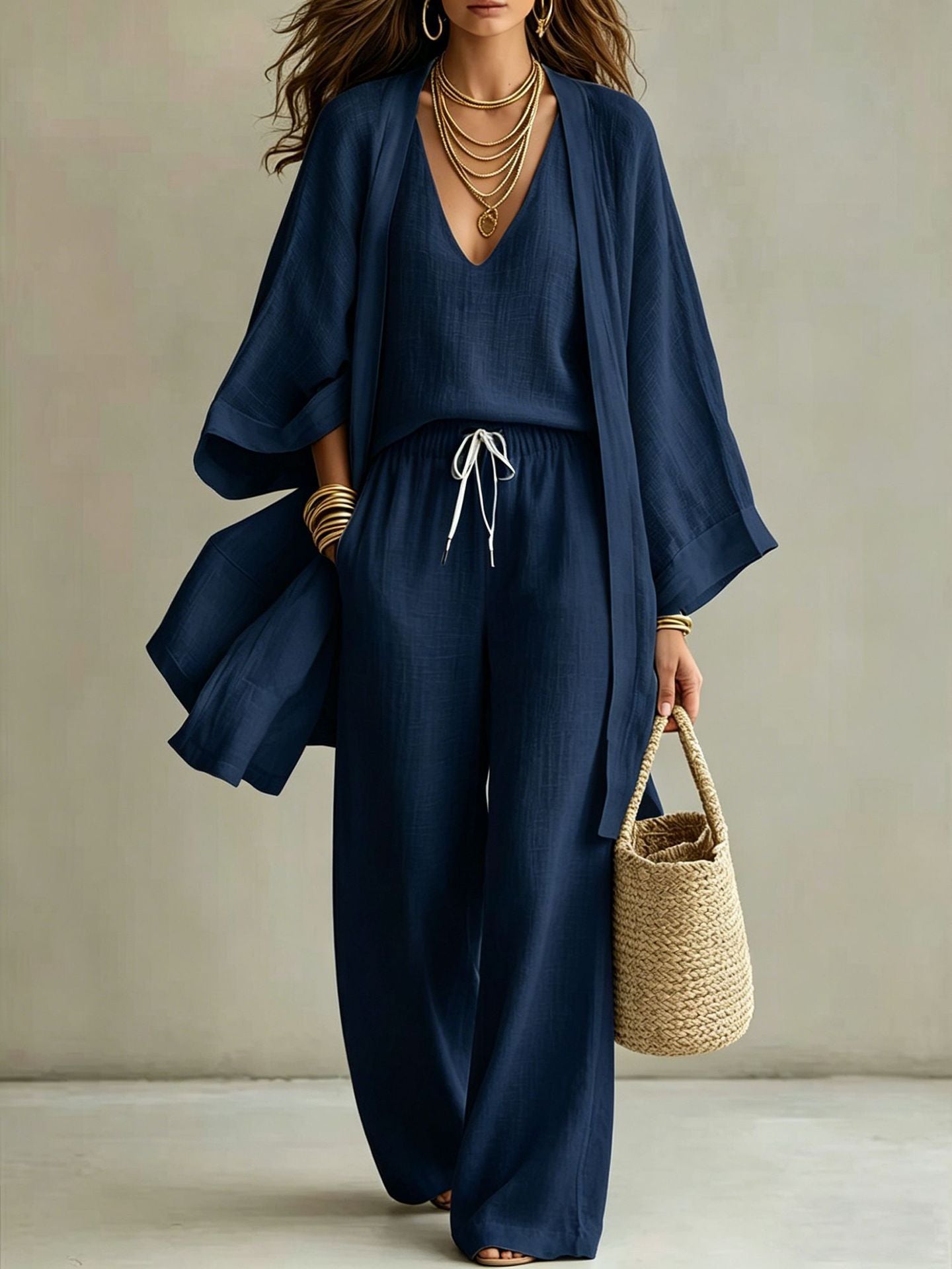 Soft Loose Fit Linen Vest Pants Set