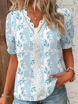 Joann | Floral Lace V-Neck Blouse
