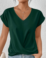 Jade | Women's V-Neck Twist Front Short Sleeve Top