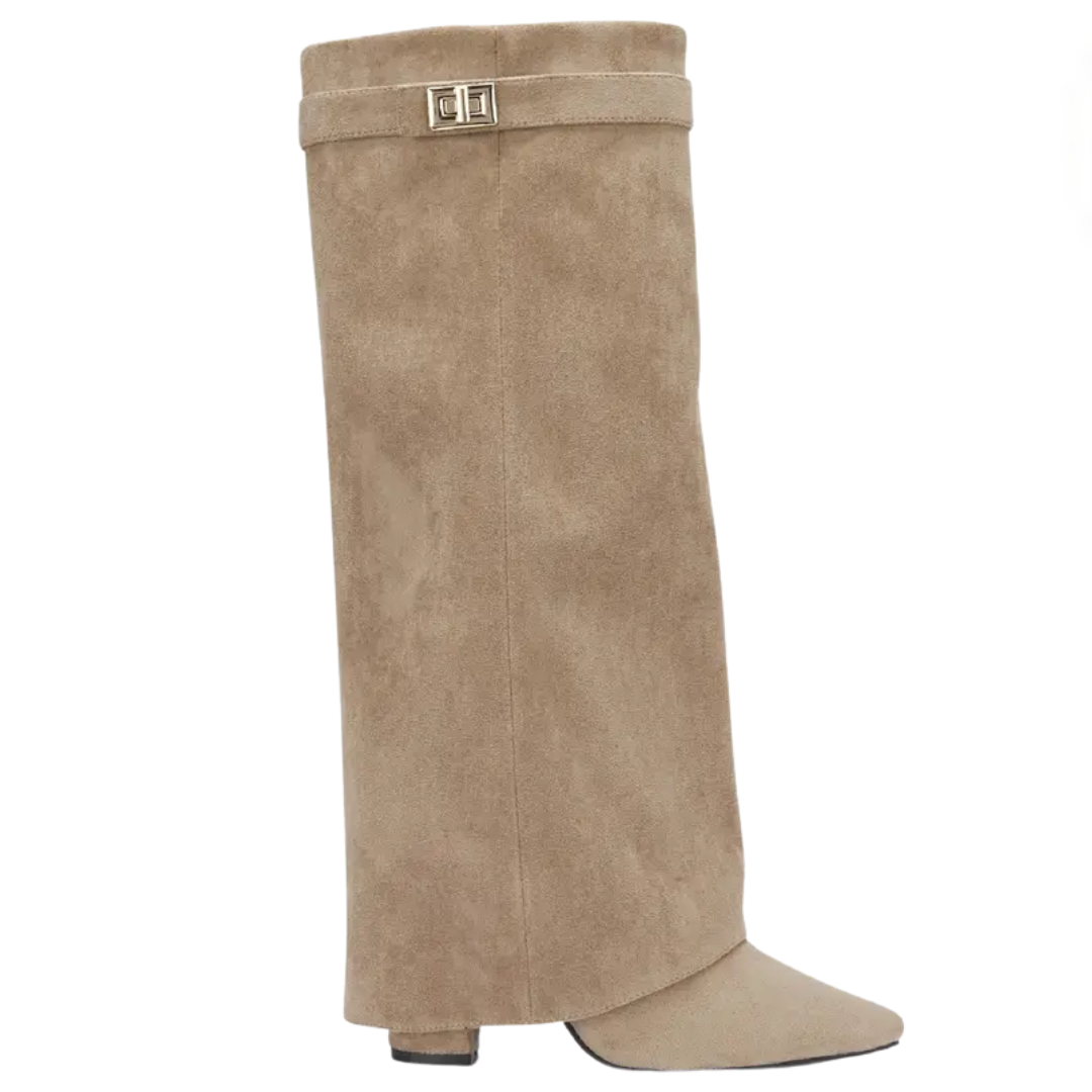 VESPER™ – Wide Calf Buckle Fold-Over Boots