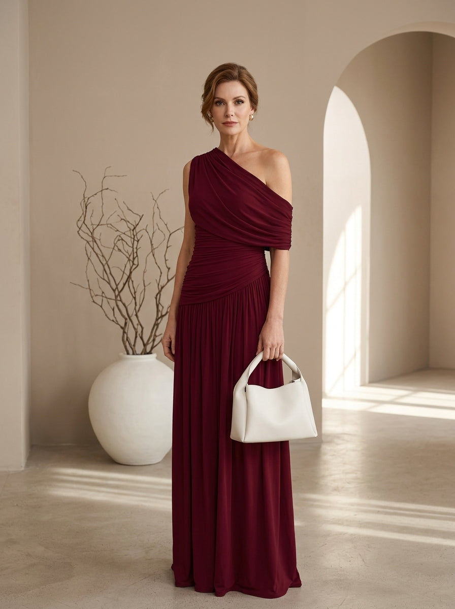 SHINA™ - Elegant One Shoulder Evening Maxi Dress