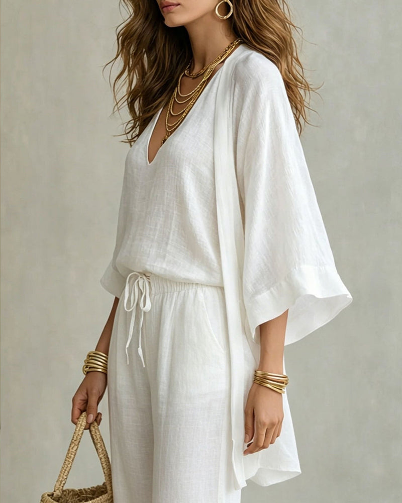Soft Loose Fit Linen Vest Pants Set