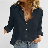 Harper | Women's Linen Button Down Shirt with Lapel Collar