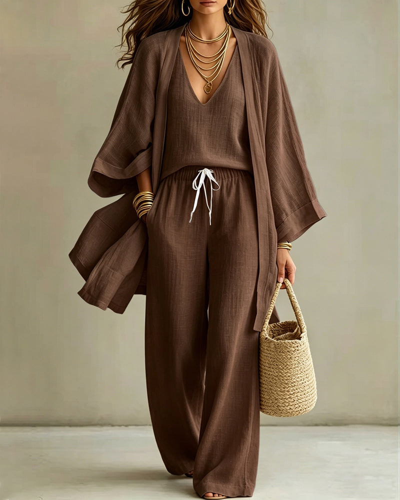 Soft Loose Fit Linen Vest Pants Set