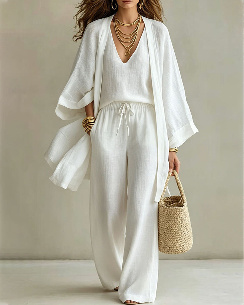 Soft Loose Fit Linen Vest Pants Set