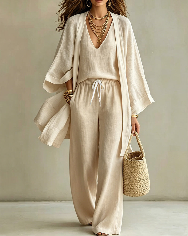 Soft Loose Fit Linen Vest Pants Set