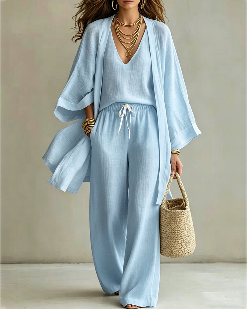 Soft Loose Fit Linen Vest Pants Set