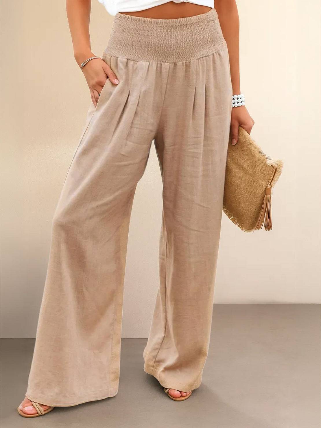 Dune | Women's High Waist Wide Leg Pants Smocked Waistband
