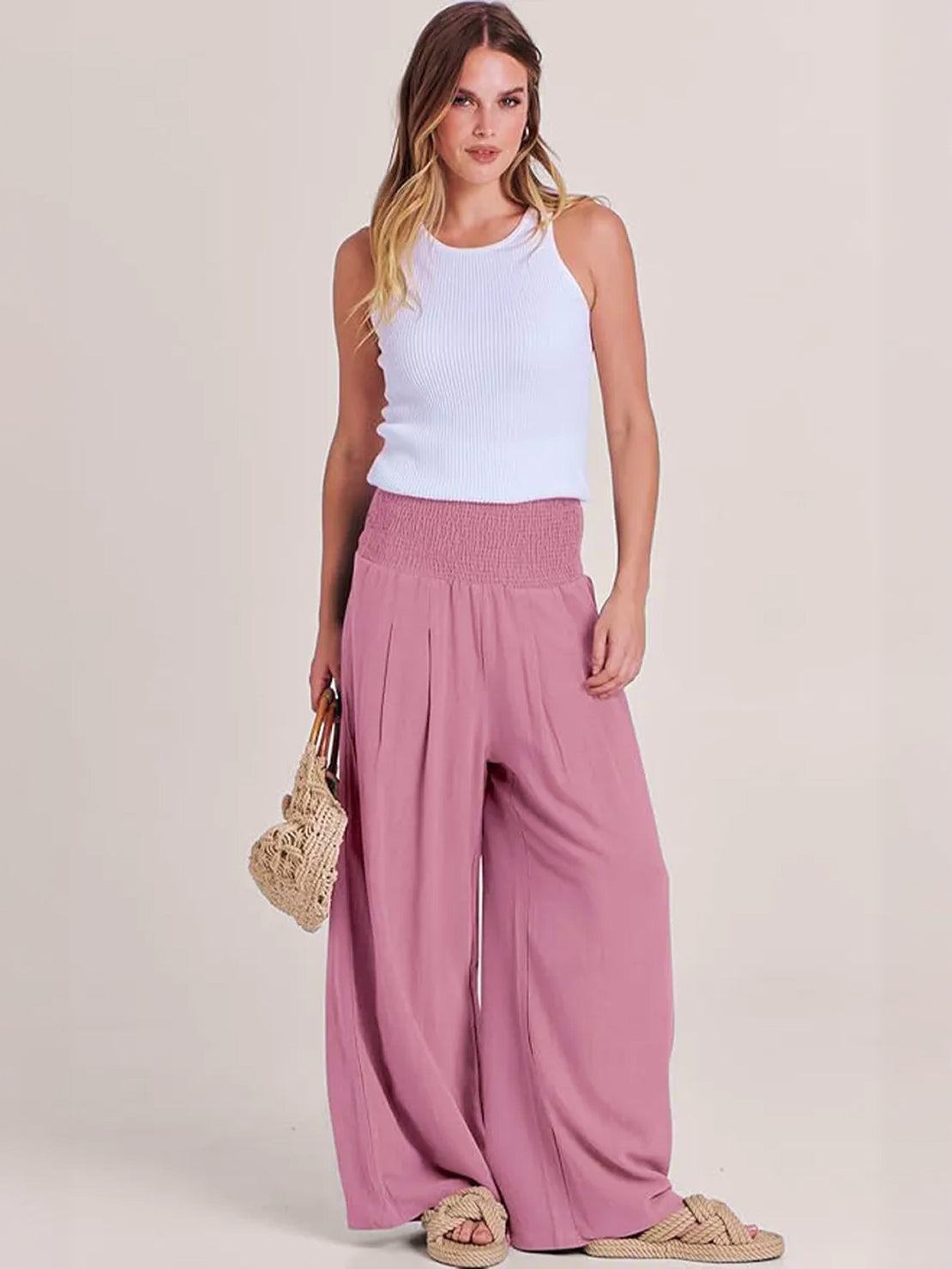 Dune | Women's High Waist Wide Leg Pants Smocked Waistband