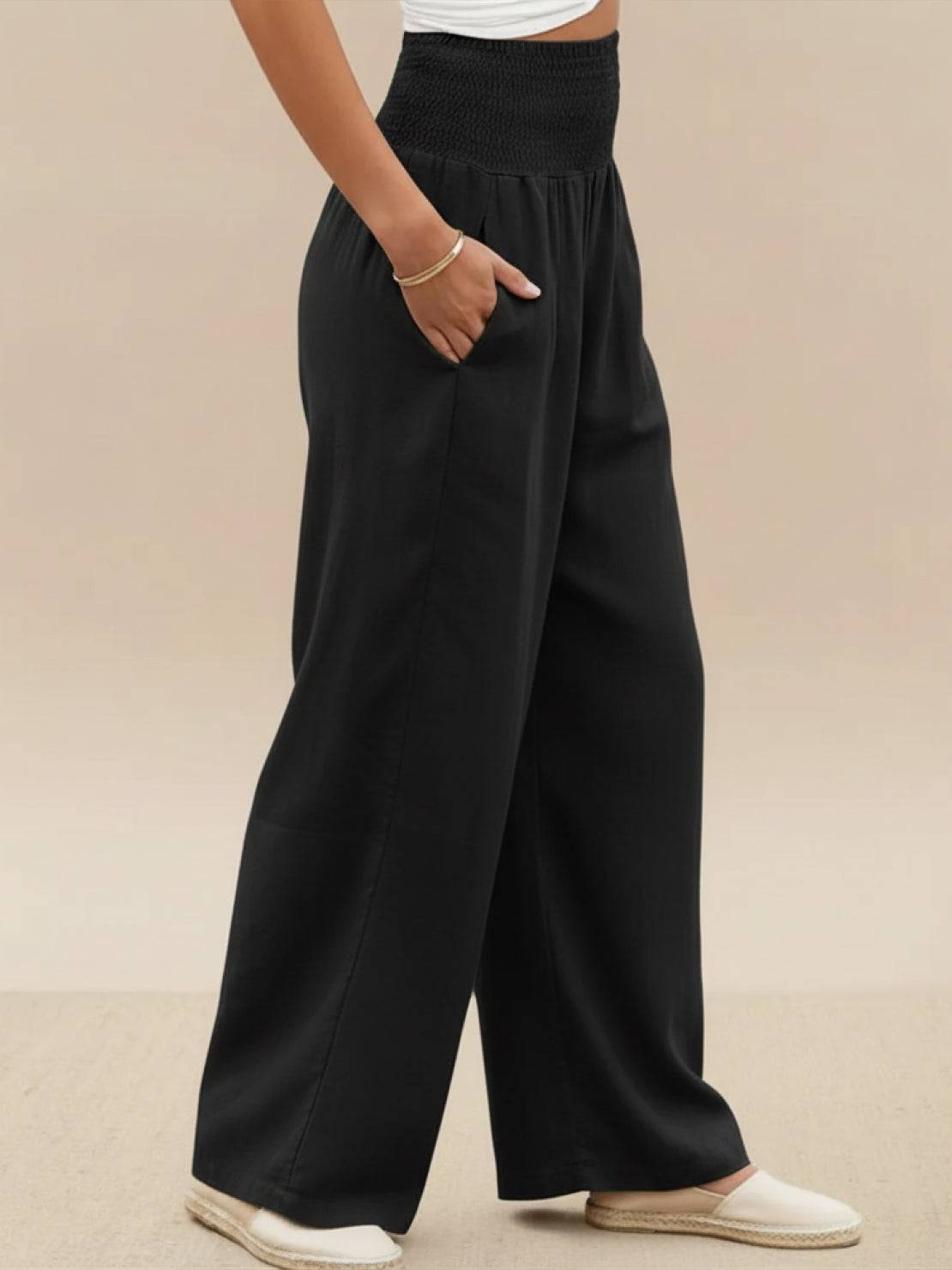 Dune | Women's High Waist Wide Leg Pants Smocked Waistband
