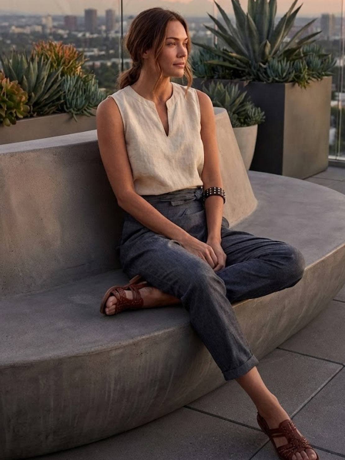 Atlas | Women's High Waist Wrap Front Cropped Tapered Pants