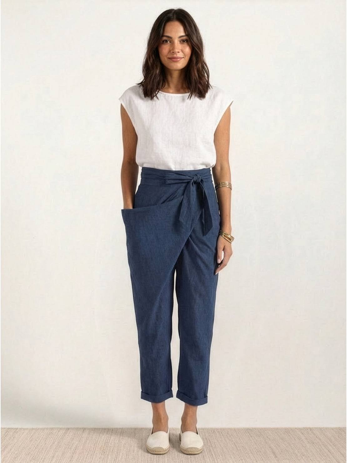 Atlas | Women's High Waist Wrap Front Cropped Tapered Pants
