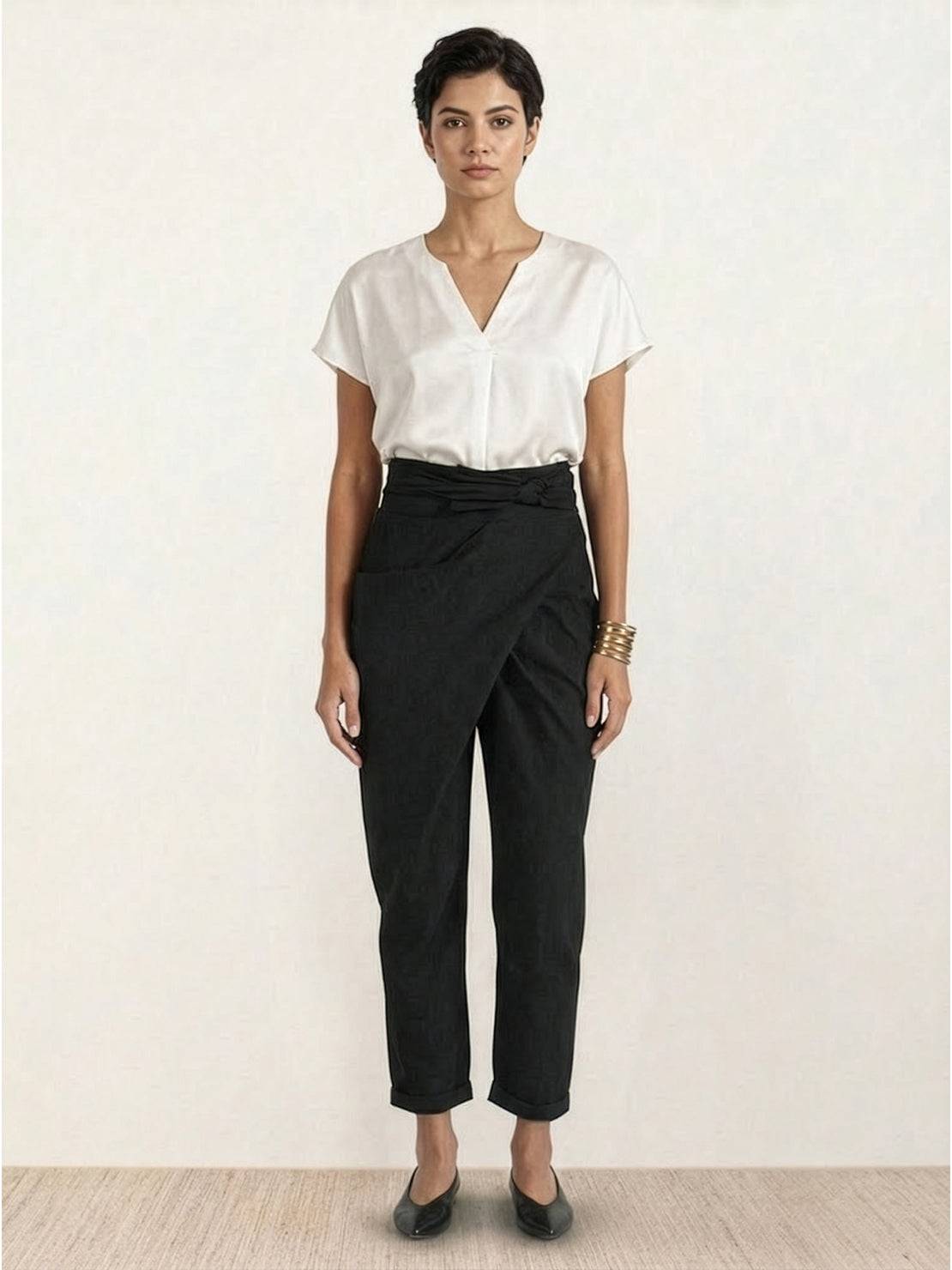 Atlas | Women's High Waist Wrap Front Cropped Tapered Pants