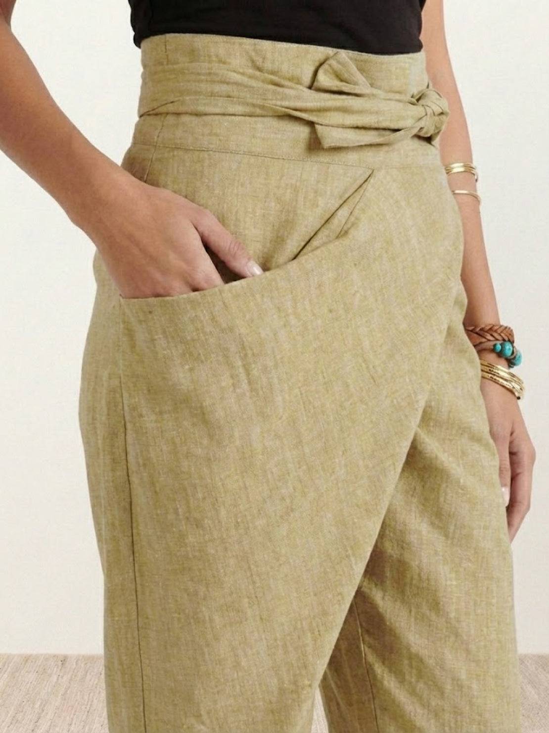 Atlas | Women's High Waist Wrap Front Cropped Tapered Pants