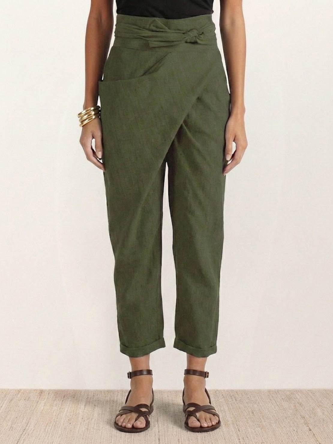 Atlas | Women's High Waist Wrap Front Cropped Tapered Pants