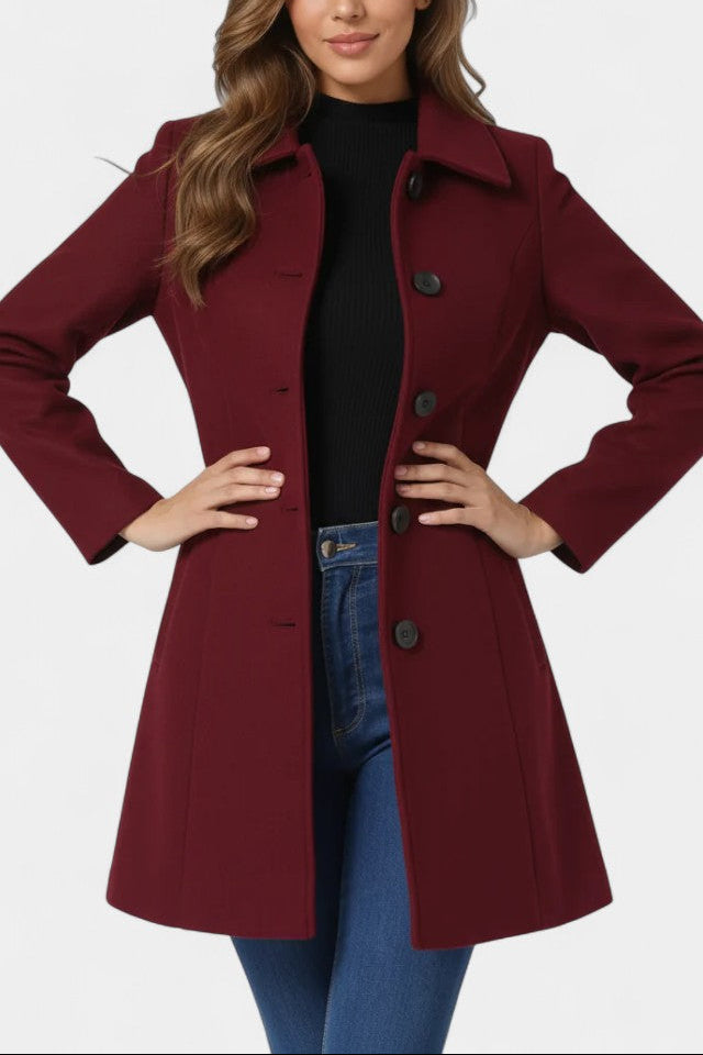 Louane Winter Coat with Single Button and Fitted Waist