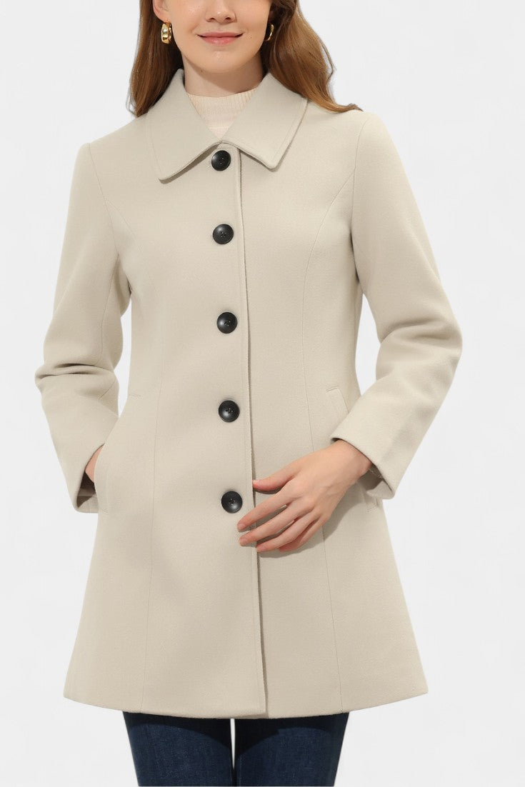 Manea Long Thick Coat with Faux Fur Collar